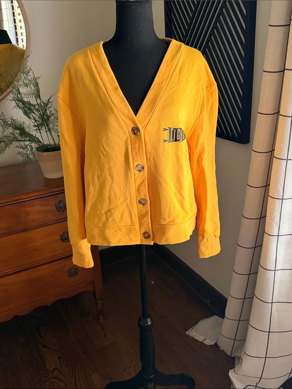 Rosio Golden Yellow Button-Front V-Neck Cardigan